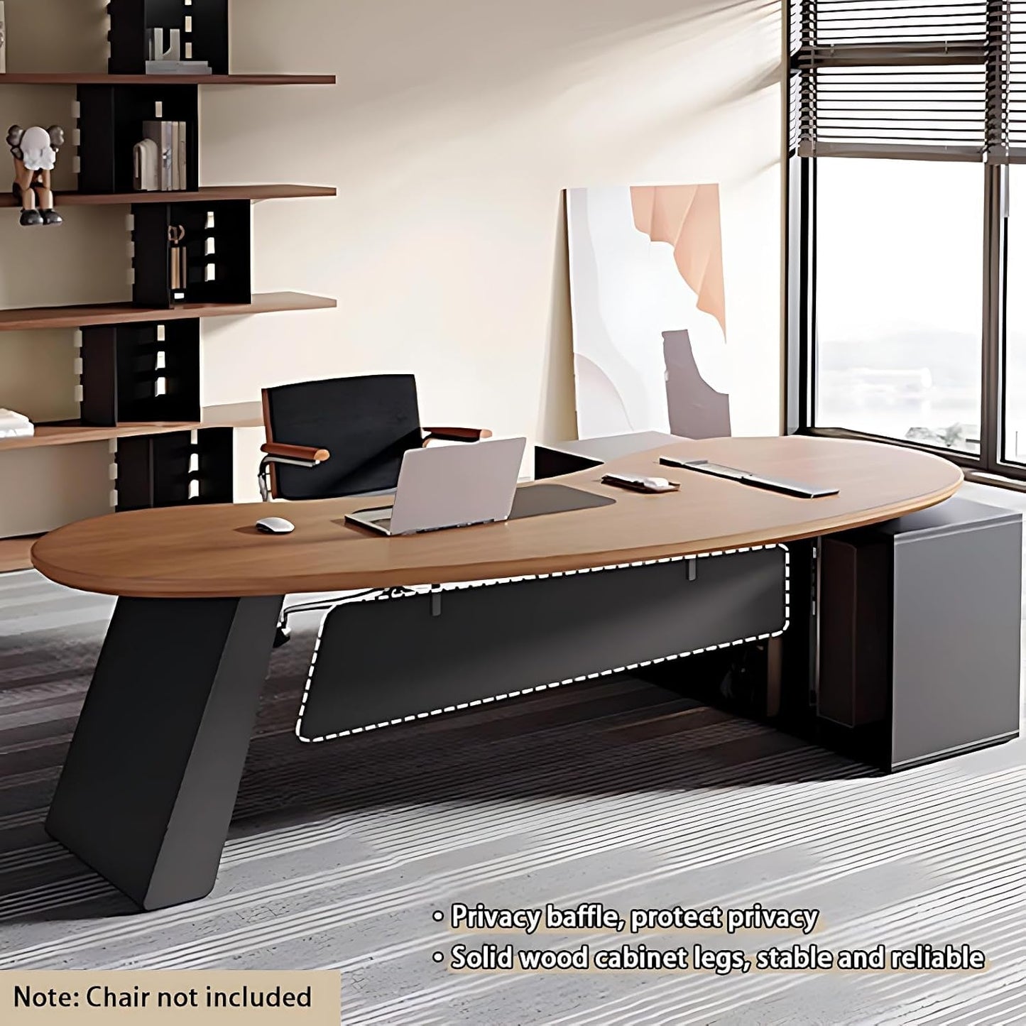 Spacious L Shaped Executive Desk With Side Storage System