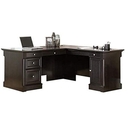 L Shape Home Office Desk With Large Drawers Wind Oak Finish