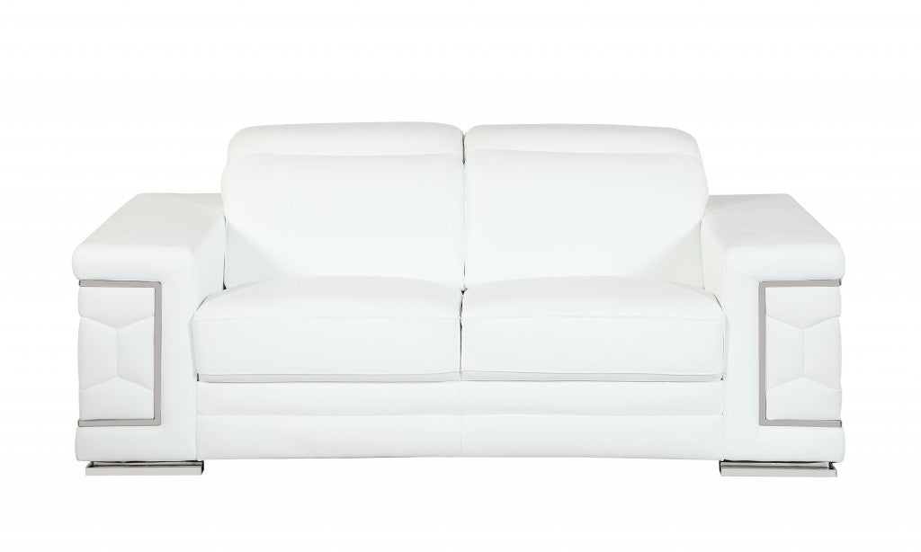 Three Piece Indoor White Italian Leather Six Person Seating Set-2
