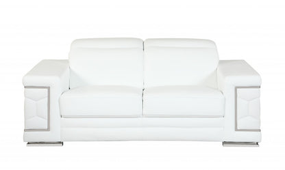 Three Piece Indoor White Italian Leather Six Person Seating Set-2