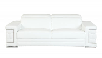 Three Piece Indoor White Italian Leather Six Person Seating Set-3