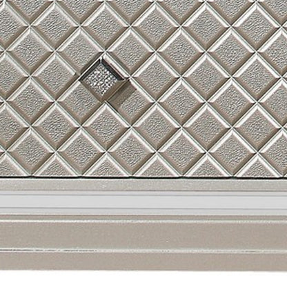 Champagne Tone Queen Bed With Padded Headboard  Led Lightning  2 Drawer-2