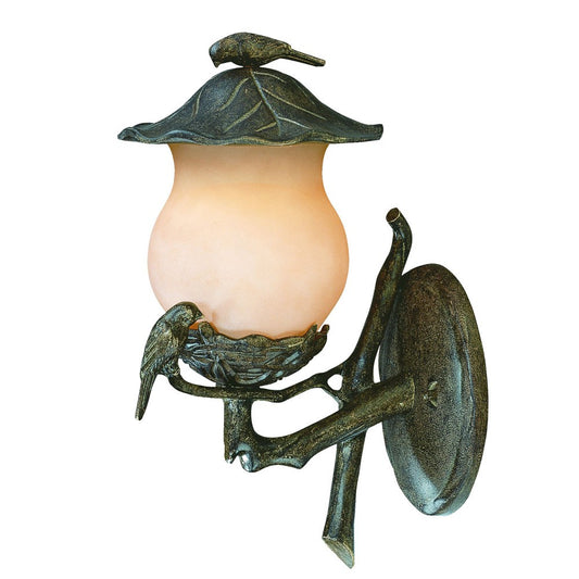 Vintage Black and Gold Bird Detail Lantern Wall Light-0