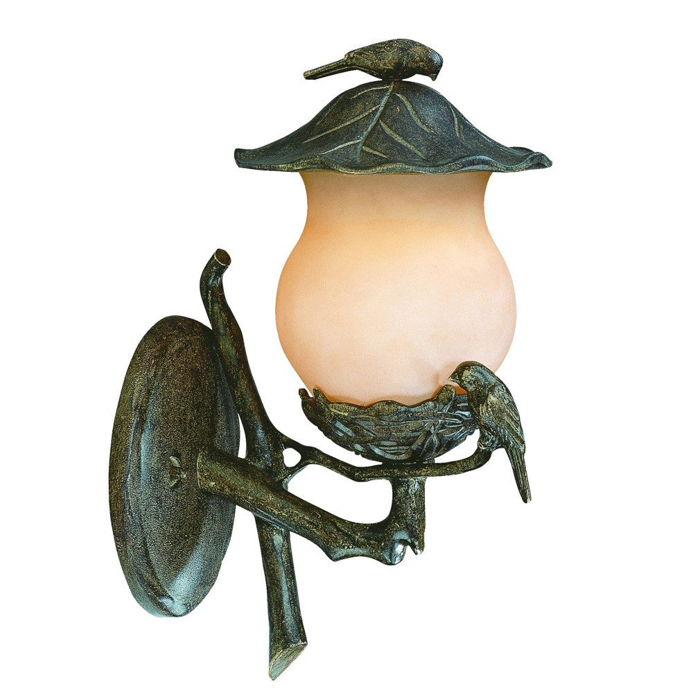 Vintage Black and Gold Bird Detail Lantern Wall Light-2