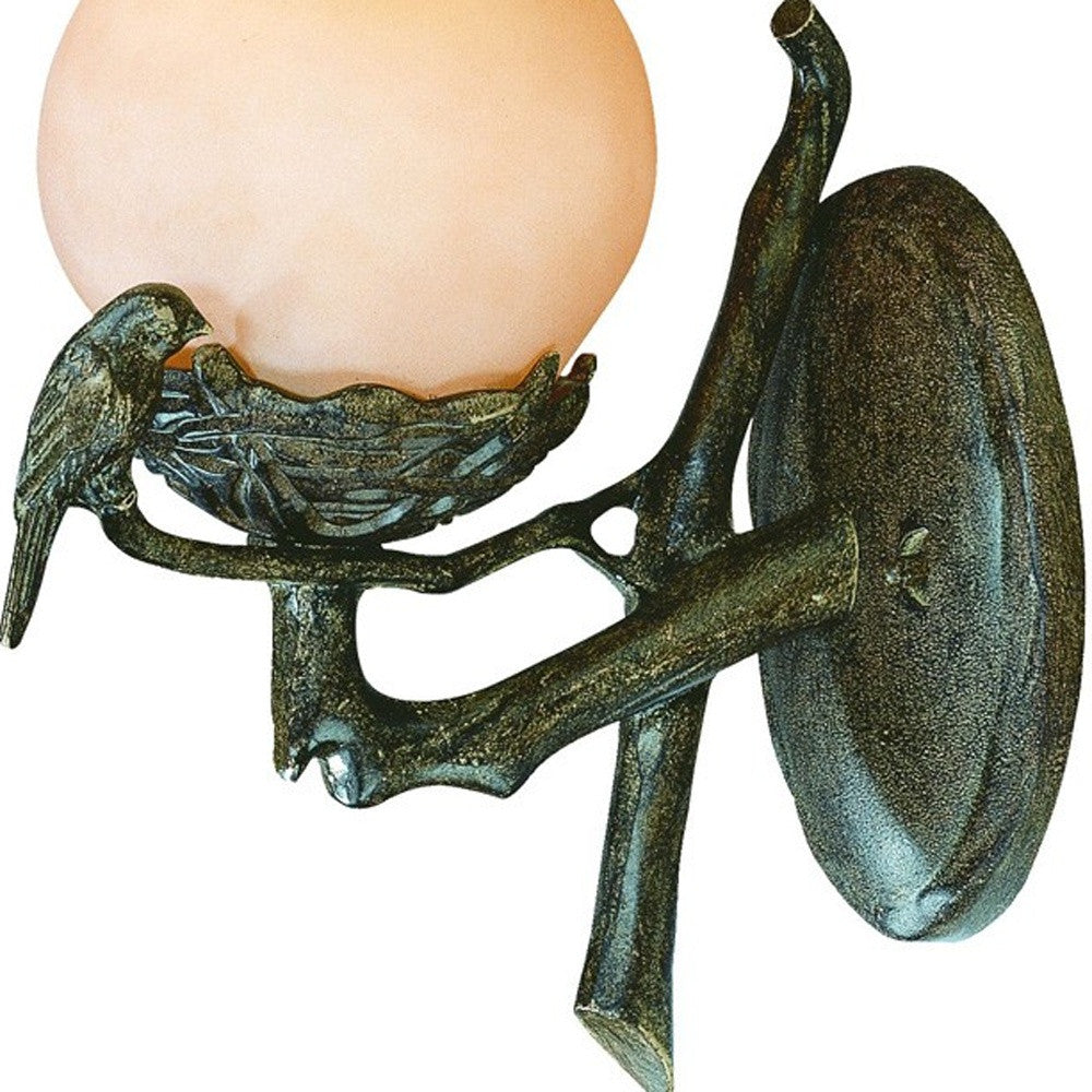 Vintage Black and Gold Bird Detail Lantern Wall Light-6