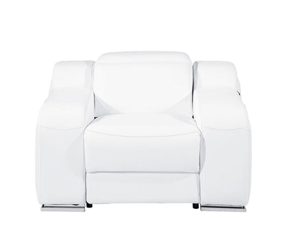 41" White Italian Leather Wall Hugger Recliner With USB-7