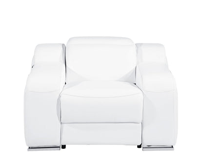 41" White Italian Leather Wall Hugger Recliner With USB-1