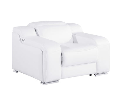 41" White Italian Leather Wall Hugger Recliner With USB-2