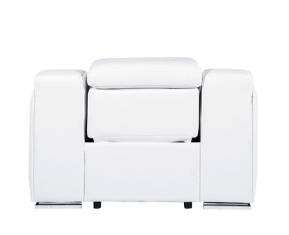 41" White Italian Leather Wall Hugger Recliner With USB-4
