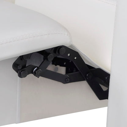 3-Seat White Faux Leather Reclining Sofa – Modern Recliner Couch with Cup Holder Armrest & Wide Padded Seats