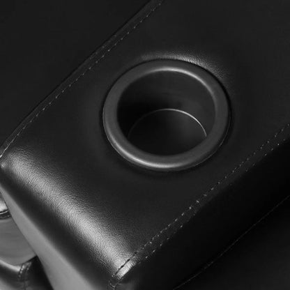 3-Seat Black Faux Leather Reclining Sofa – Modern Recliner Couch with Cup Holder Armrest & Wide Padded Seats