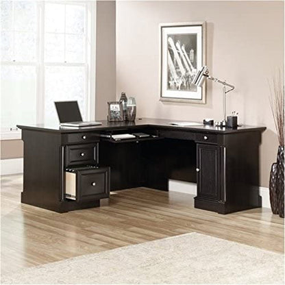 L Shape Home Office Desk With Large Drawers Wind Oak Finish