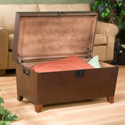 Espresso Lift Top Coffee Table – Modern Storage Trunk