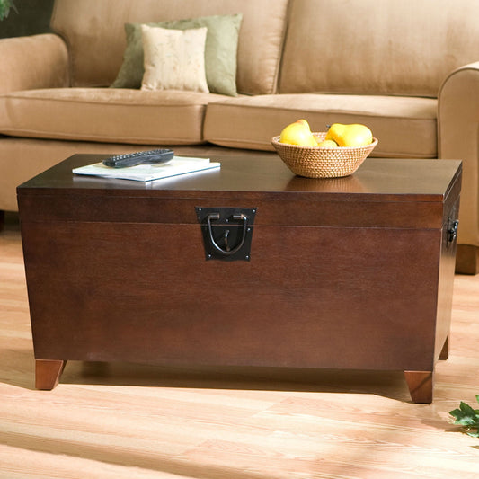 Espresso Lift Top Coffee Table – Modern Storage Trunk