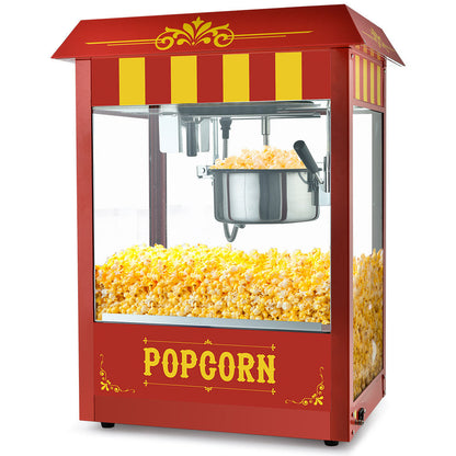Eurochef 1440W Commercial Popcorn Machine – Vintage Style Popcorn Popper with 226g Kettle for Home Theater, Parties & Events