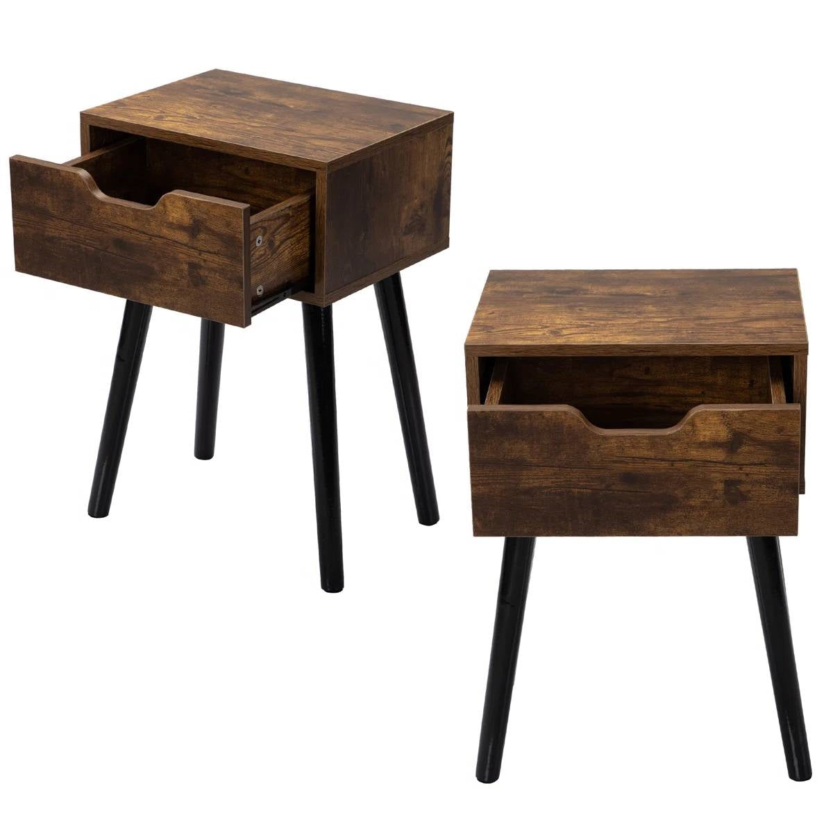 Modern Farmhouse Nightstand Set – Mid-Century End Tables
