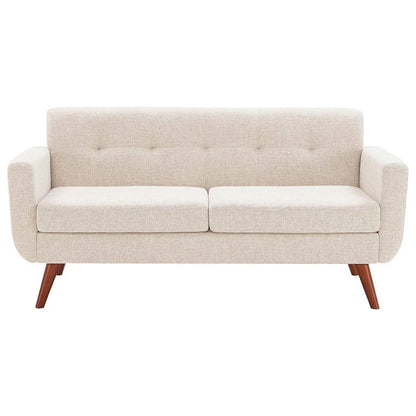 Modern Mid-Century Beige Cotton Polyester Upholstered Sofa Loveseat-1