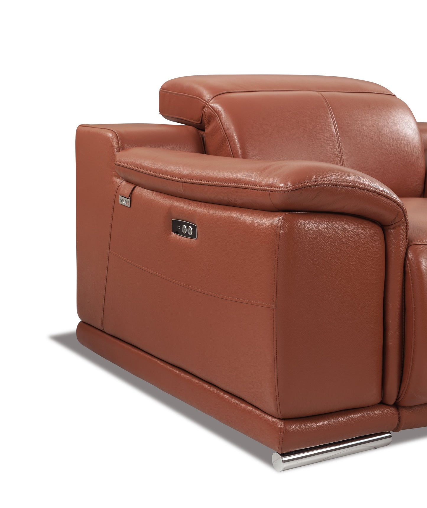 Camel Italian Leather Power Reclining Sofa – Genuine Top-Grain 3-Seater with USB Ports & Hardwood Frame