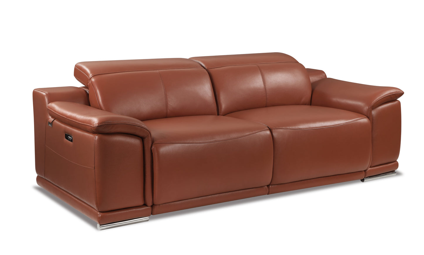 Camel Italian Leather Power Reclining Sofa – Genuine Top-Grain 3-Seater with USB Ports & Hardwood Frame