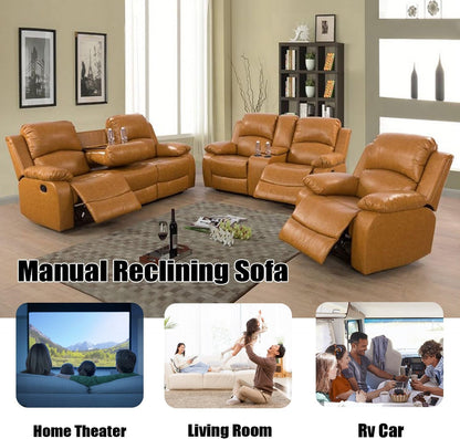 Ginger Faux Leather Reclining Sofa and Loveseat Set